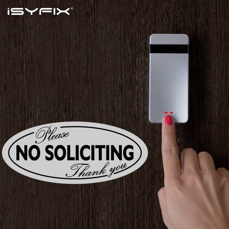 iSYFIX No Soliciting Sign Sticker for House, Home & Business - 4 Pack 7 x 3 inch - Premium Self-Adhesive Vinyl, Laminated for Ultimate UV, Weather, Scratch, Water and Fade Resistance, Indoor & Outdoor - Image 4